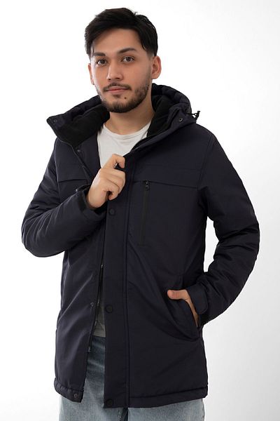Montland Μπλε Navy Second Hand Ανδρικά Sport Turt-Capuz Σύντομα Χειμερινά Παλτό, Τραχύ και Πάρκο