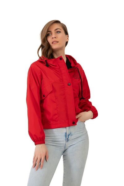 Firststops Жіночий вітрозахисний плащ з кнопками, стійкий до вітру, з застібк...