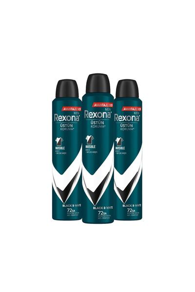 Rexona Men Erkek Sprey Deodorant Invisible Black & White 72 Saat Üstün Koruma 200 Mlx3
