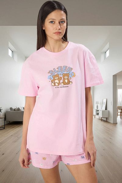 PayBuy Women's Teddy Bear Patterned Cotton Pajama Set Premium Quality Distinguished Material for Comfortable Sleep Enjoyment