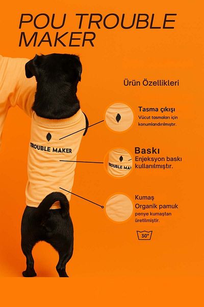 salya store 100% Organic Cotton Fabric Dog Clothing, Trouble Mink