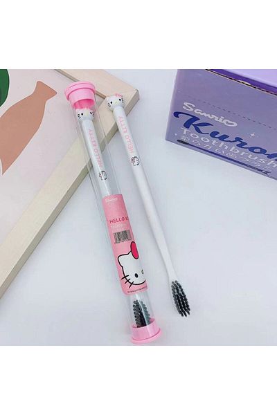 Miniso 2 فرشاة أسنان كاواي سانريو هالو كيتي ميلودي كورومي سينامورول كرتون تنظيف المنزل مريح.