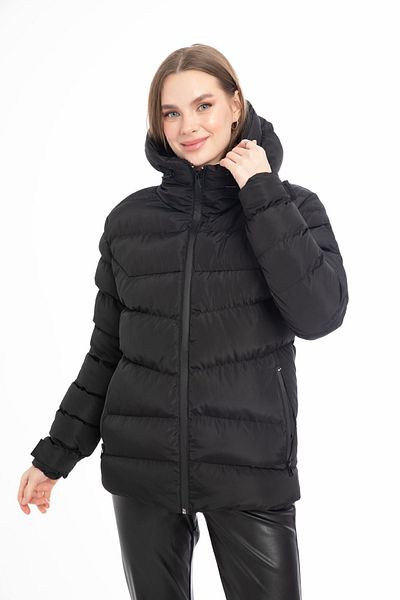 Montstop Black Women's Puffer Jacket - Hooded, Fleece, Furry, Waterproof and Wind Resistant