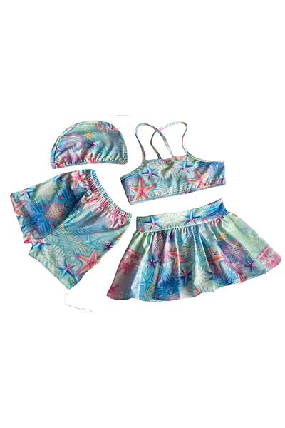 By Piera Girl's Quick Dry 4-Piece Bikini Swimsuit Set 86670