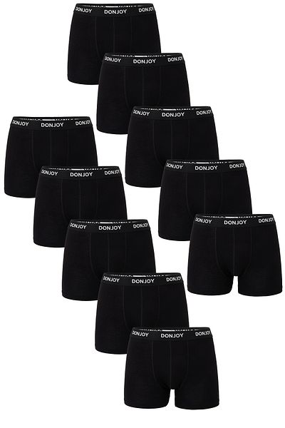 don joy Men's 10-Piece Cotton Combed Modal Black Boxers with Elastic Waist