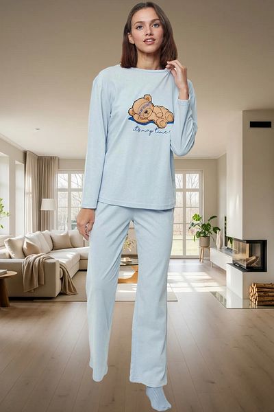 PayBuy Women's Cotton Teddy Bear Pajama Set Regular Fit Homewear Modern Style