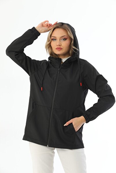First Steps Γυναικείο Μαύρο Αδιάβροχο και Αντιανεμικό Μπουφάν με Καπάκι - Αδιάβροχο