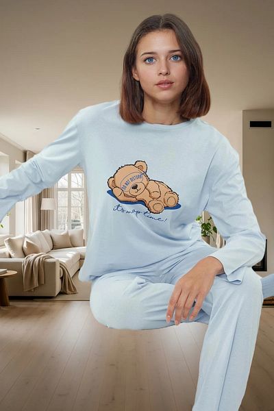 PayBuy Women's Cotton Teddy Bear Pajama Set Regular Fit Homewear Modern Style