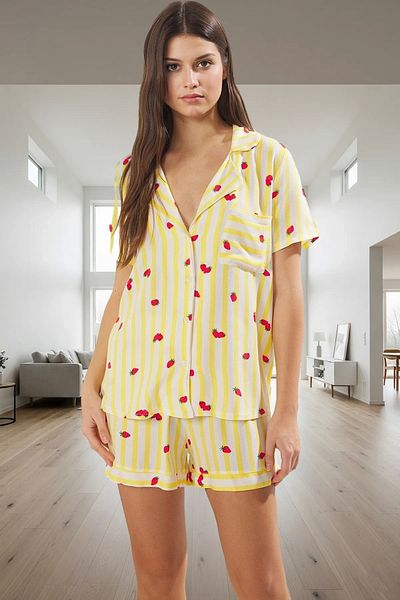 PayBuy Women's Comfortable Viscose Pajama Set Striped Pattern Short Sleeve Summer Distinguished Material Modern Style