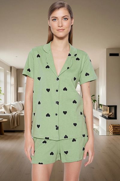 PayBuy Women's Heart Pattern Cotton Short Sleeve Pajamas Set Comfortable Home Wear Set Professional Appearance