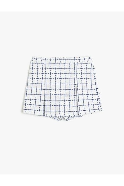 Koton Fusta scurtă din tweed cu model în carouri pentru fete 5skg40047aw Albastru