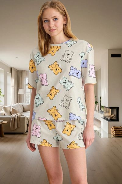 PayBuy Women's Teddy Bear Cotton Pajama Set Color Comfortable Fit Summer Trend Design Professional Look