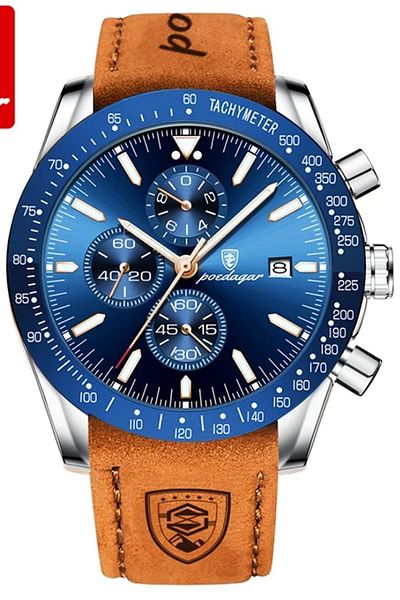 POEDAGAR P988 Leather Cord Men Wrist Watch