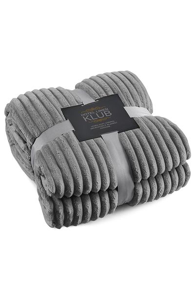 Hotel Linen Klub Microfleece Blanket Single(150x200 cm) – Ultra-Soft, Lightweight 300GSM, Warm - Stripe Pattern-Grey