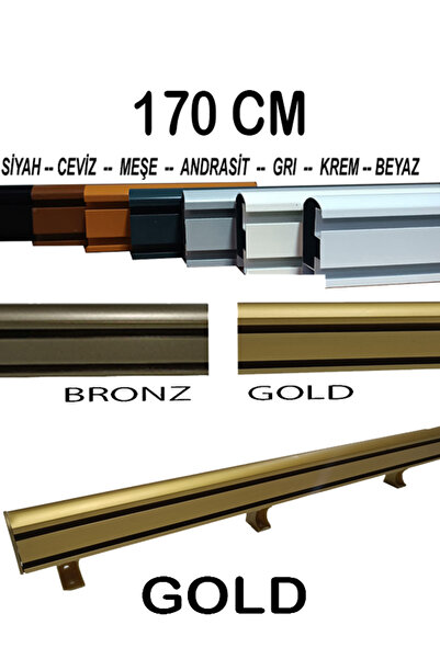 PERDE Mix 170 Cm Gold Dekoratif Perde Ray Kornişi Alüminyum 2 Kanallı