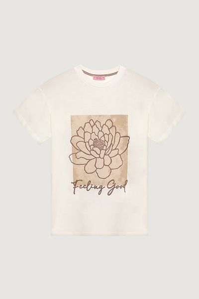 Quzu Crew Neck Ecru Tshirt