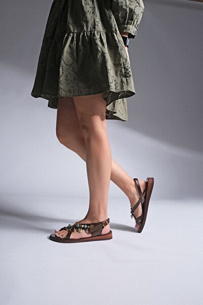 Marjin Dámský doplněk z pravé kůže Eva Sandály na denní žabky s podrážkou Devila Brown