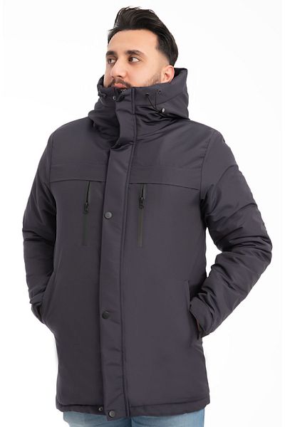 Royalside Men's Navy Blue Fleece Inside Furry Water and Windproof Hooded Winter Coat & Coat & Parka
