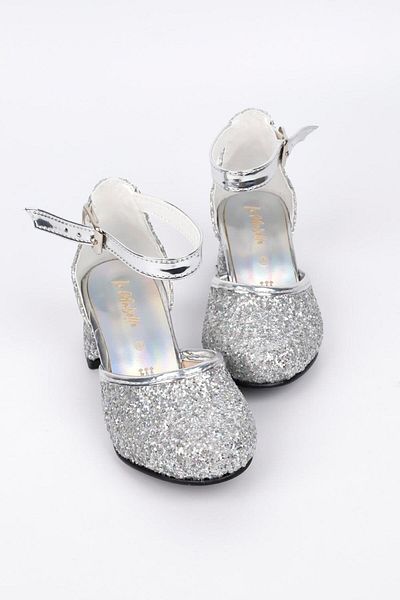 Le Mabelle Silver Glitter Heeled Girl's Shoes