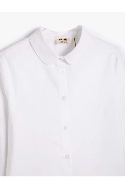 Koton Girl's Poplin Shirt Basic Baby Collar Cotton 4Wkg60027Aw Off White