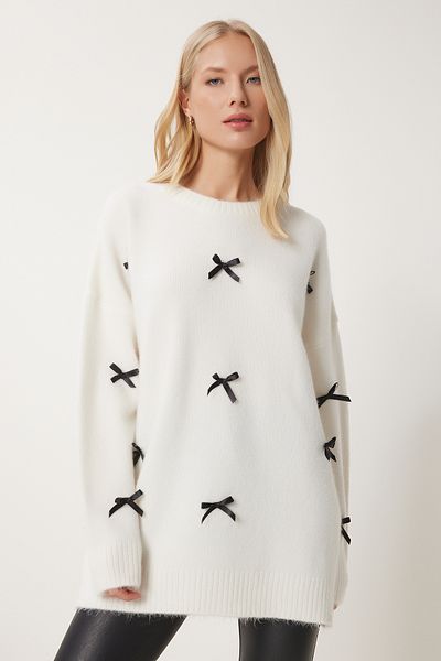 Lovelyİstanbul Knitwear Bow Sweater - Ecru Lsv0001