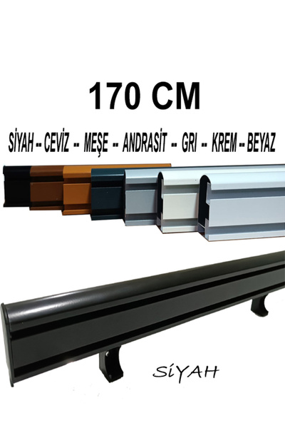 PERDE Mix 170 Cm Siyah Dekoratif Perde Ray Kornişi Alüminyum 2 Kanallı