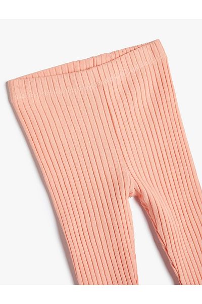 Koton Baby Girl Basic Ribbed Leggings Elastic Waist Cotton - 4Smg40022Ak Orange