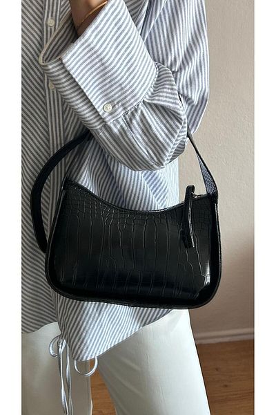Cosy Bag Geantă neagră ovală Baguette Cadou de Ziua Îndrăgostiților