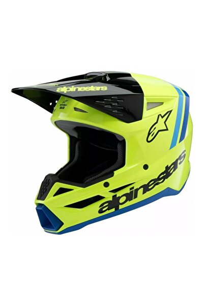 Alpinestars Sm3 Youth Radium Off-road Çocuk Genç Motosiklet Kaskı Sarı Siyah Mavi