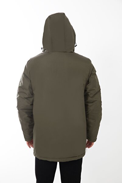 Riverstorm Ανδρικό χειμωνιάτικο παλτό και παλτό και παρκά με κουκούλα με κουκούλα από χακί φλις