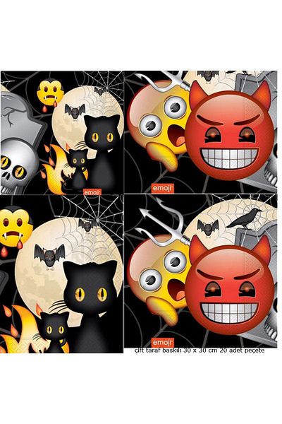 partidolu Χαρτοπετσέτες με θέμα το Halloween Emoji Horror Party Διπλής Όψης Τυπωμένες χάρτινες χαρτοπετσέτες 20 τμχ