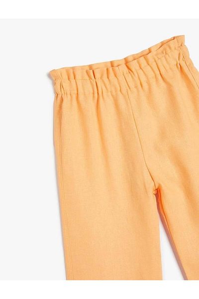 Koton Baby Girl Wide Leg Trousers Elastic Waist Textured 4Smg40011Aw Orange