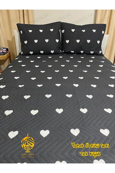 Tekstilsa Micro Fabric |   Digital Printed |   Dowry Double Padded Pike Set |   Gift 3 Pieces Black