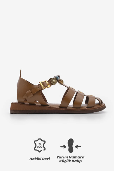 Marjin Dámský doplněk z pravé kůže Eva Sole Denní sandály Kevas Tan