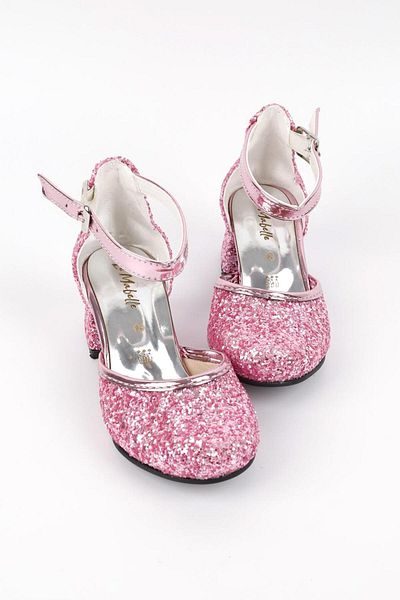Le Mabelle Pink Glitter Heeled Girl's Shoes