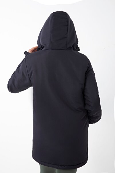 Royalside Dámský zimní kabát, kabát a parka s kapucí a kapucí v námořnické modré barvě uvnitř