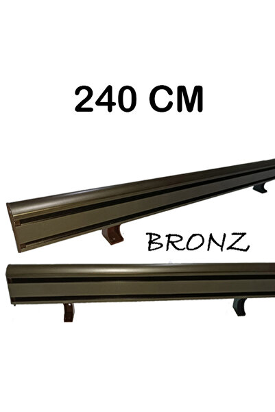PERDE Mix 240 Cm Bronz Dekoratif Perde Ray Kornişi Alüminyum 2 Kanallı