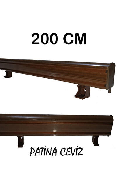 PERDE Mix 200 Cm Patina Ceviz Dekoratif Perde Ray Kornişi Alüminyum 2 Kanallı