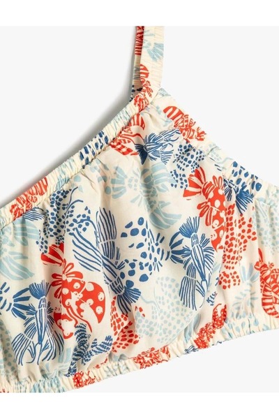 Koton Bluză crop pentru fete, cu un singur umăr, cu talie elastică, din țesăt...