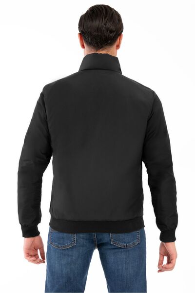 Royalside Palton sezonier negru pentru bărbați cu buzunare - rezistent la apă și vânt, căptușit, guler vertical