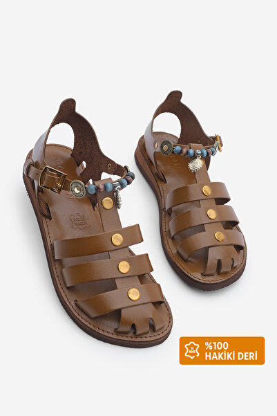 Marjin Dámský doplněk z pravé kůže Eva Sole Denní sandály Kevas Tan