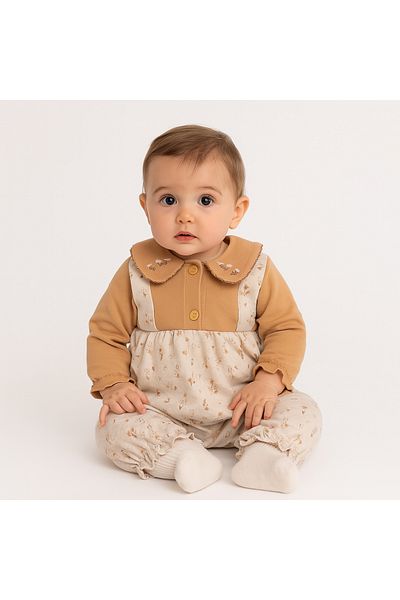 minibambi Ecru Baby Girl Romper - Yancheng Salopetli