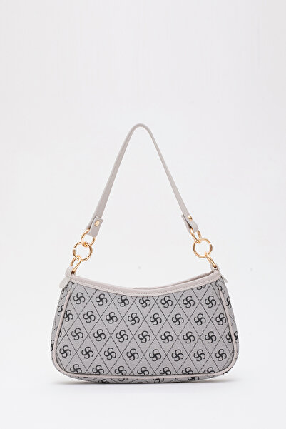 SHAKA Monogram Baskılı Gri Shk113 Suni Deri Astarlı Fermuarlı Ayarlanabilir A...