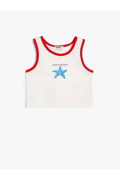 Koton Κοριτσίστικο μπλουζάκι με στάμπα Crew Neck Cotton White