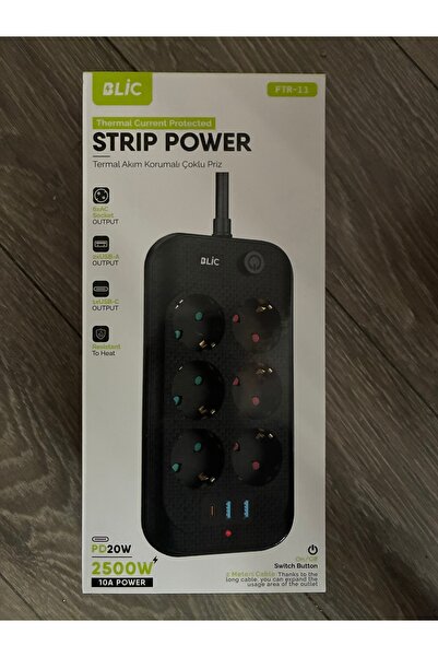 UDMK STORE 3 Usb Şarj Termal Akım Korumalı Priz 2 Metre Kablo Çoklu Priz 6 Lı...