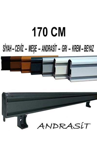 PERDE Mix 170 cm Anthracite Decorative Curtain Rail Cornice Aluminum 2 Channel