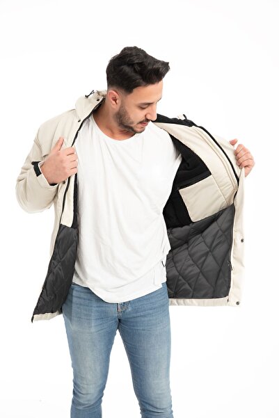 Royalside Ανδρικό χειμερινό παλτό και παλτό από πέτρα Fleece Fleece με νερό και αντιανεμική κουκούλα