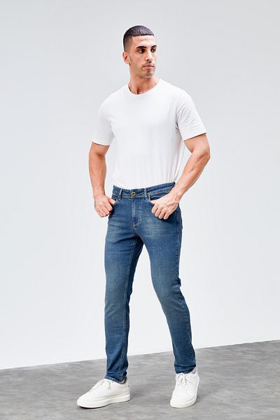 HLT JEANS Pánské světle modré broušené Slim Fit džíny Džínové kalhoty Hlthe001943a