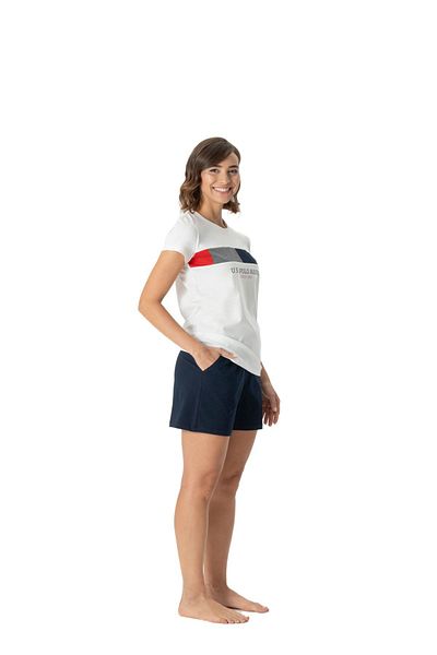 U.S. Polo Assn. 16987 Women's Ecru Short Sleeve T-Shirt Shorts Set