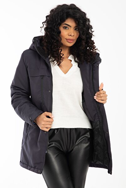 Royalside Спортивний жіночий темно-синій з підкладкою з флісу, водо- та вітронепроникний з капюшоном зимовий спортивний куртка, пальто та парка